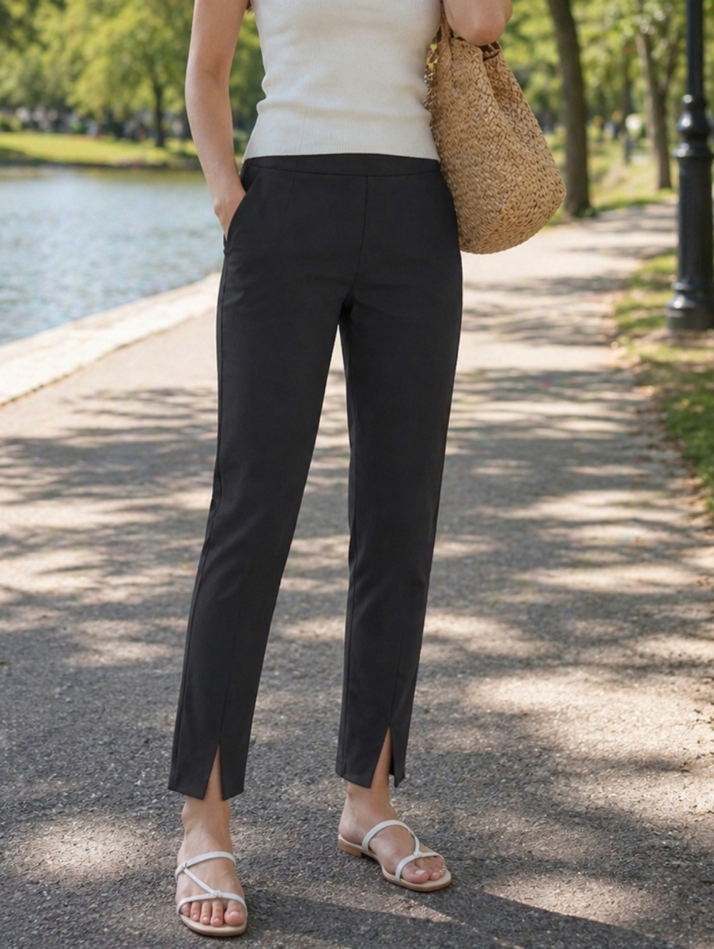 Vince Camuto Black Cotton Blend Slim Ankle Jeans | Modern Chic Staple